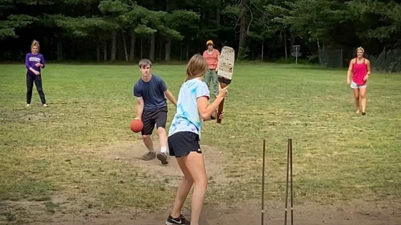 Playing Chinese cricket on the ball field