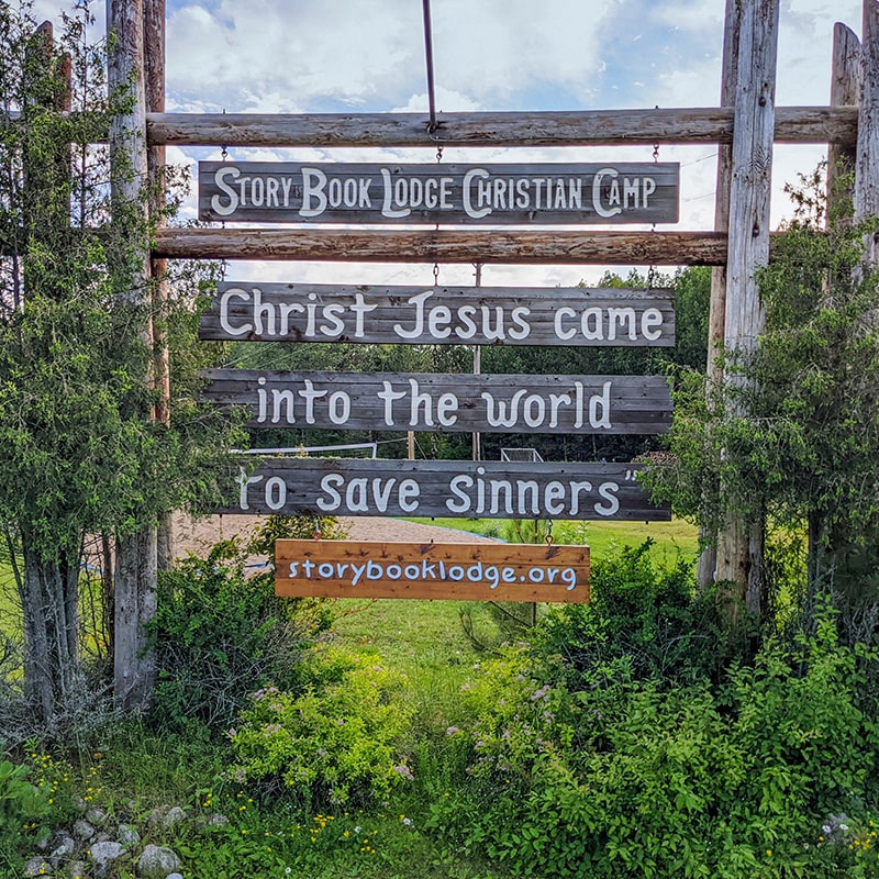 Story Book Lodge Christian Camp entrance sign