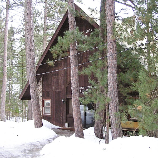 Chapel during winter with snow